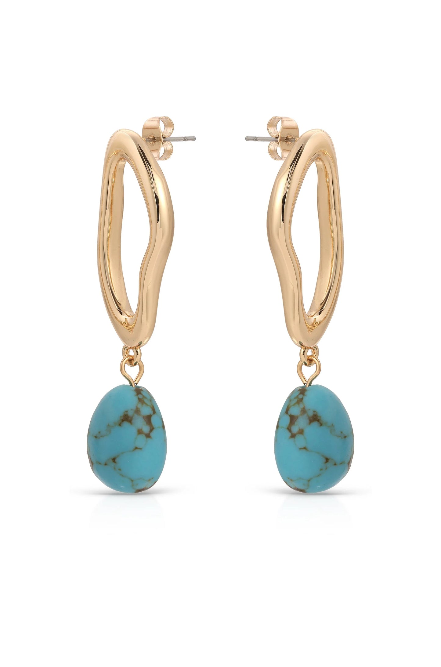 Open Circle Turquoise Dangle Earrings