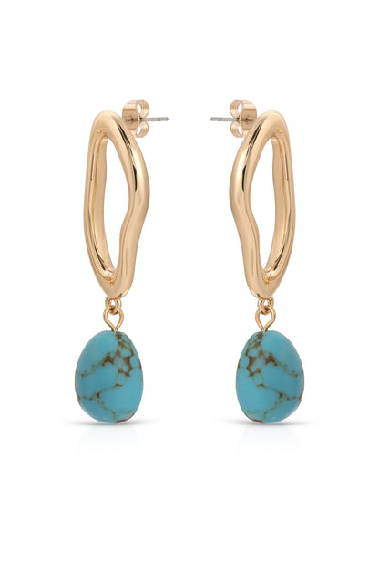 Open Circle Turquoise Dangle Earrings