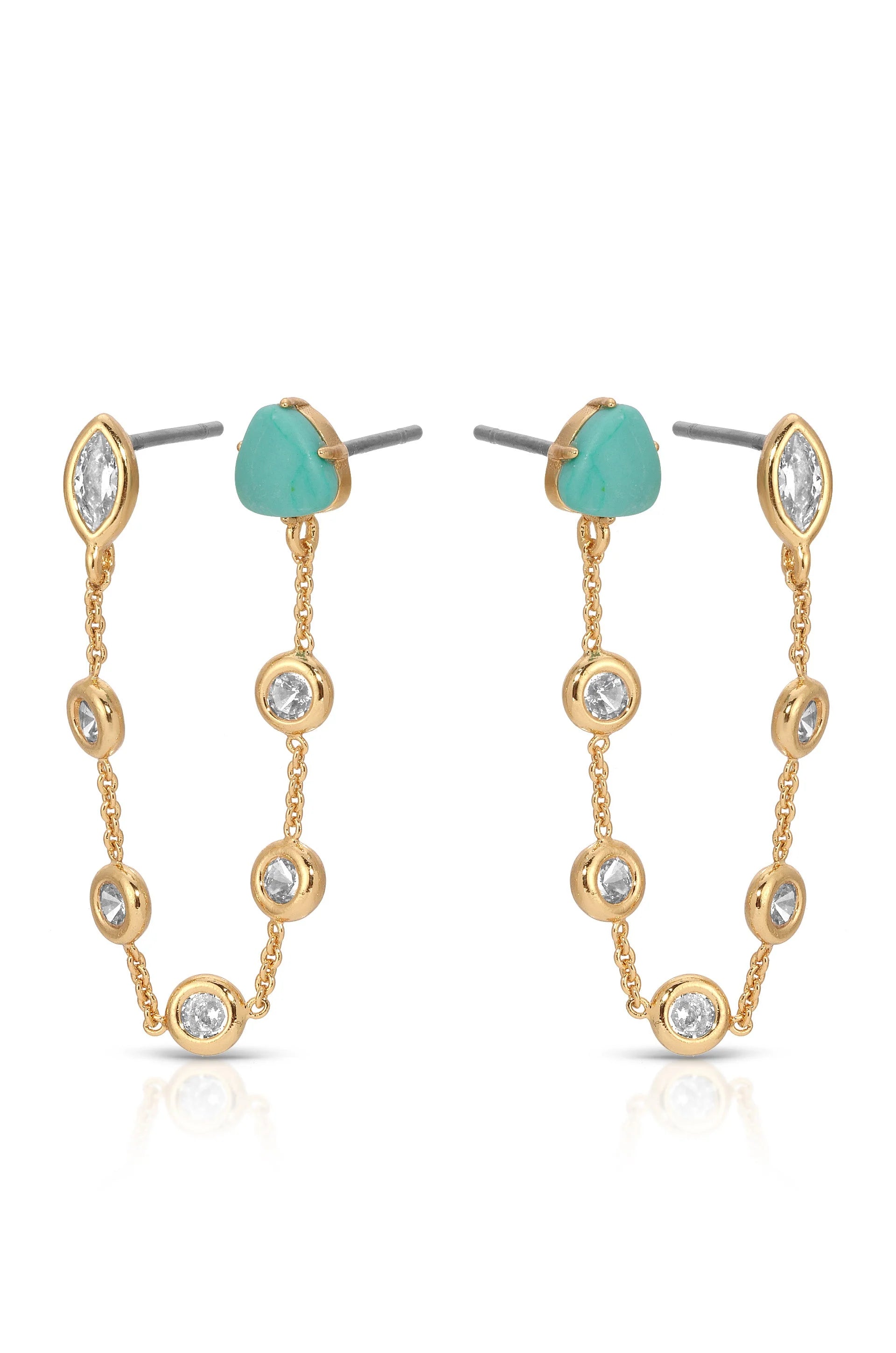 Double Piercing Turquoise Earrings