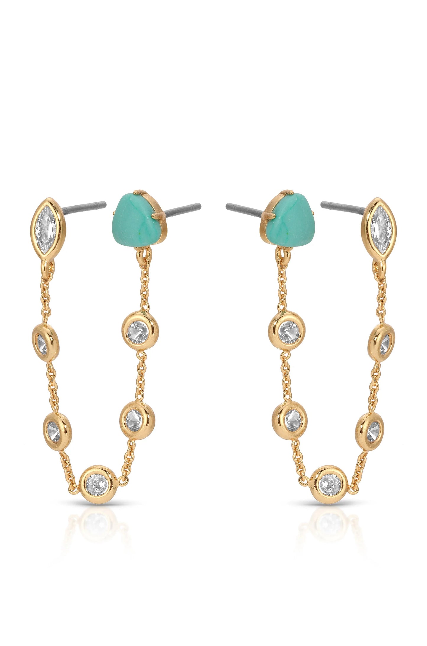 Double Piercing Turquoise Earrings