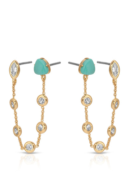 Double Piercing Turquoise Earrings