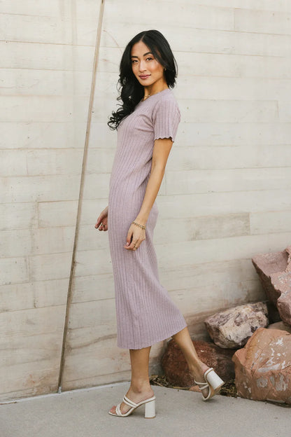 Emmie Ribbed Midi Dress in Lavender FINAL SALE