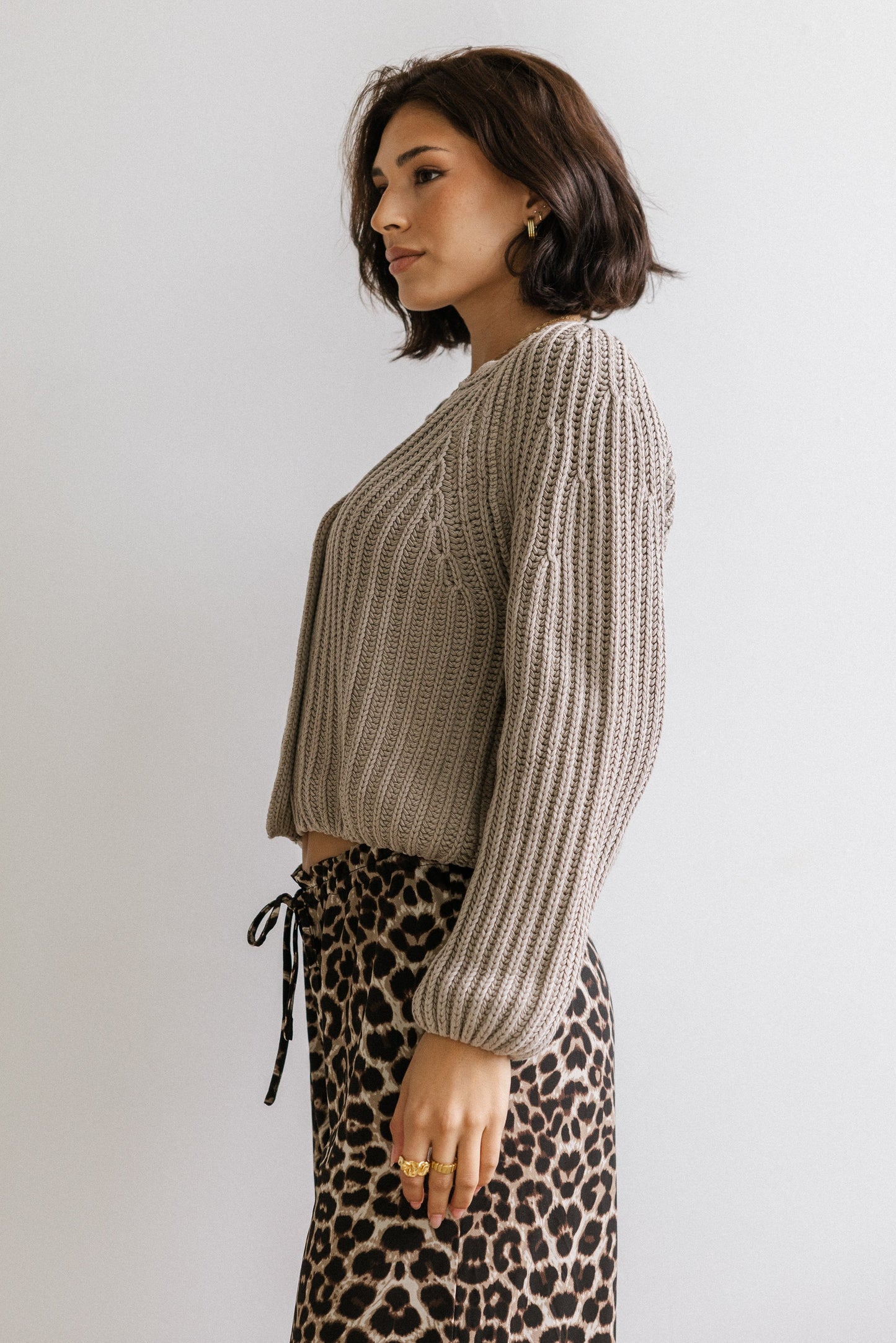 Katie Knit Cardigan in Tan FINAL SALE