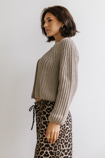 Katie Knit Cardigan in Tan FINAL SALE