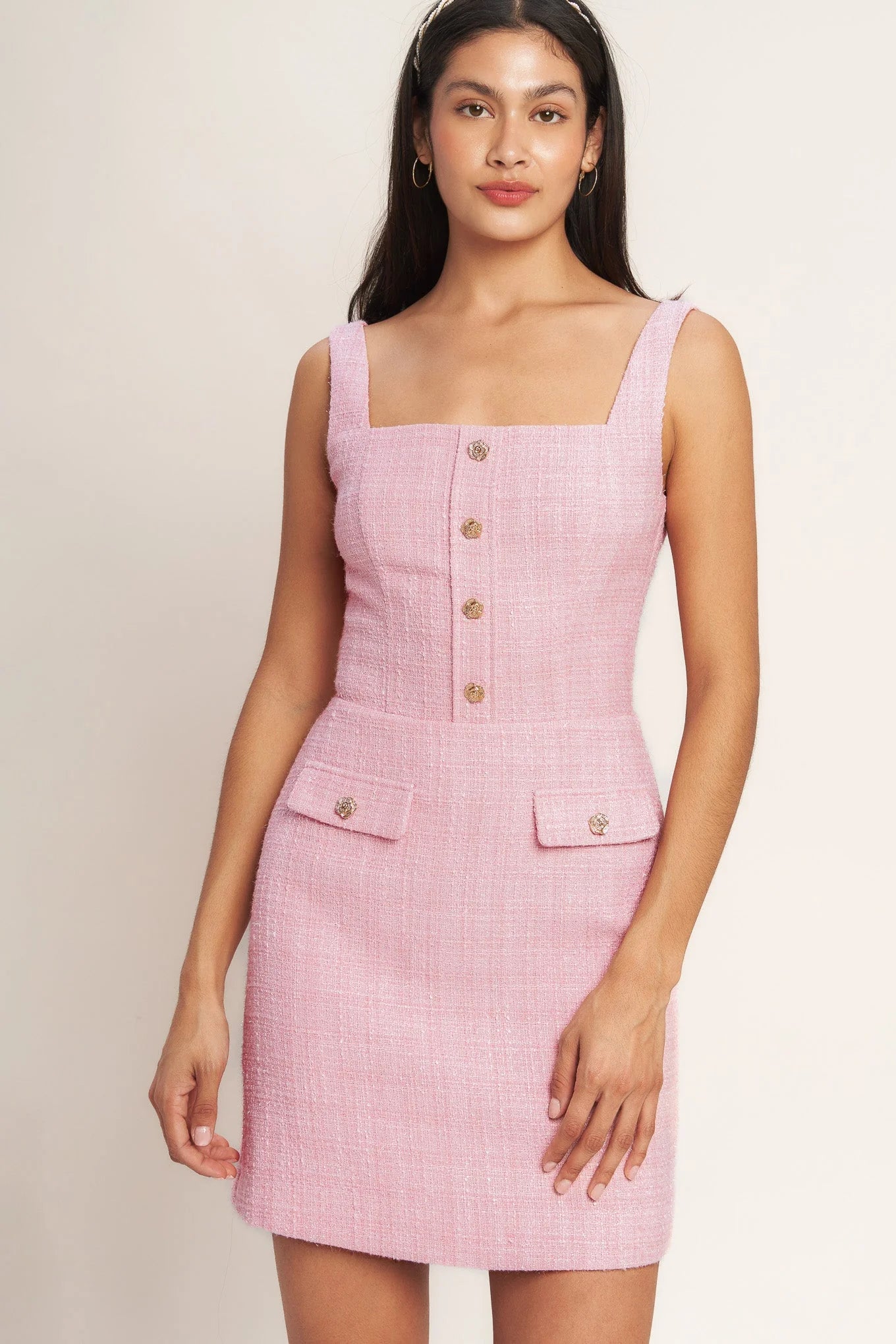 ON MY WAY PINK TWEED MINI DRESS FINAL SALE