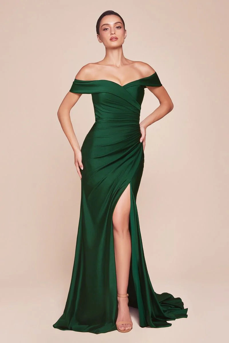 FREYA GOWN OFF THE SHOULDER STRETCH SPANDEX DRESS