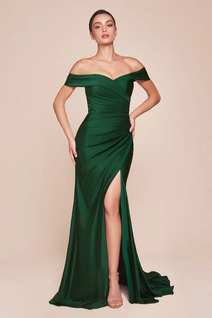 FREYA GOWN OFF THE SHOULDER STRETCH SPANDEX DRESS