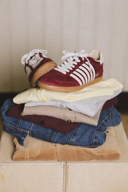Stevie Striped Sneaker in Wine FINAL SALE
