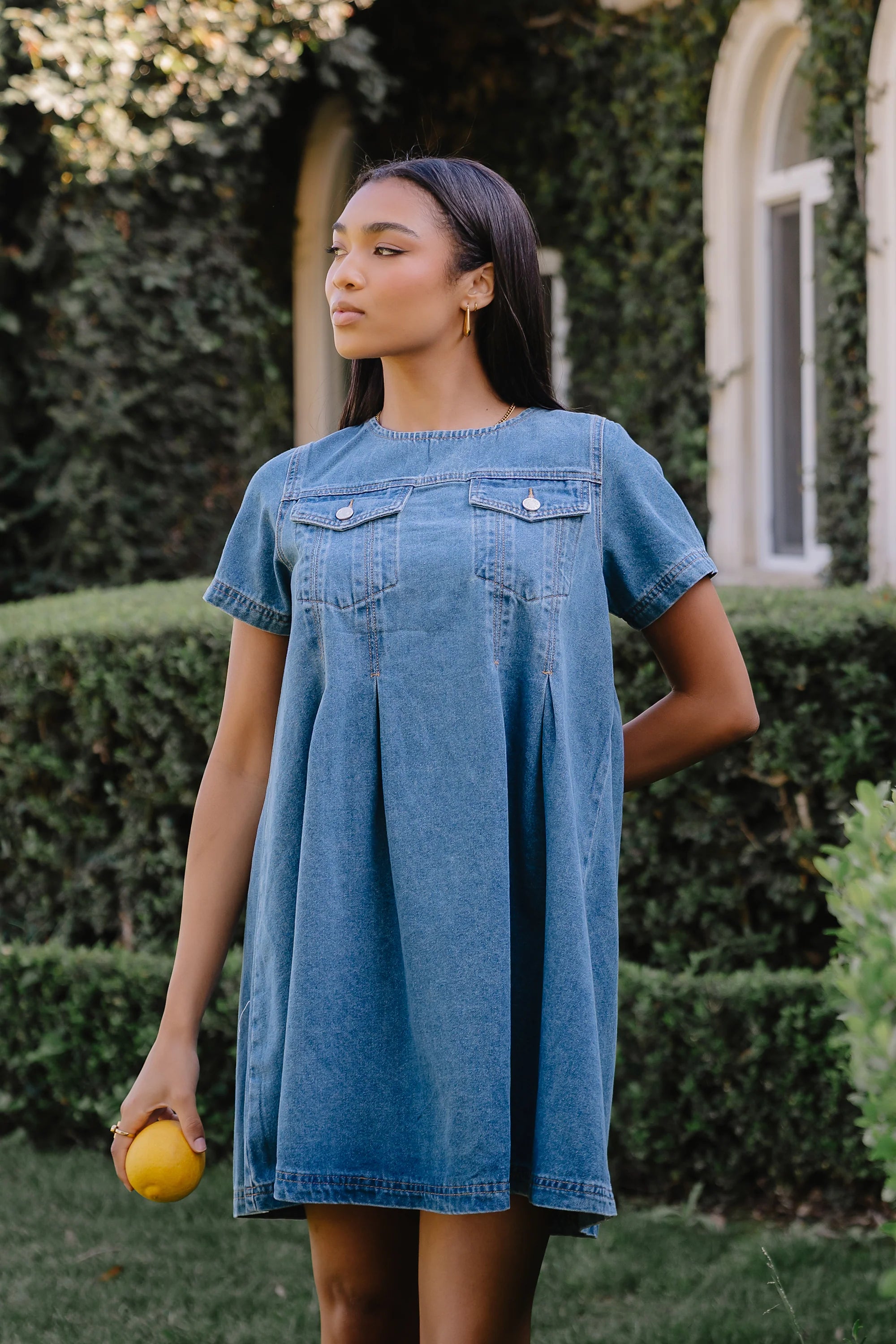 Zalara Denim Baby Doll Dress