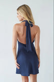 Libby Pleated Halter Mini Dress