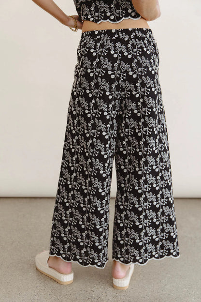 Perrie Floral Wide Leg Pants in Black FINAL SALE