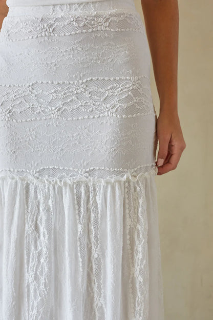 Fawn Lace Tiered Maxi Skirt