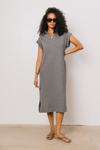Elisa Striped Maxi Dress in Grey FINAL SALE