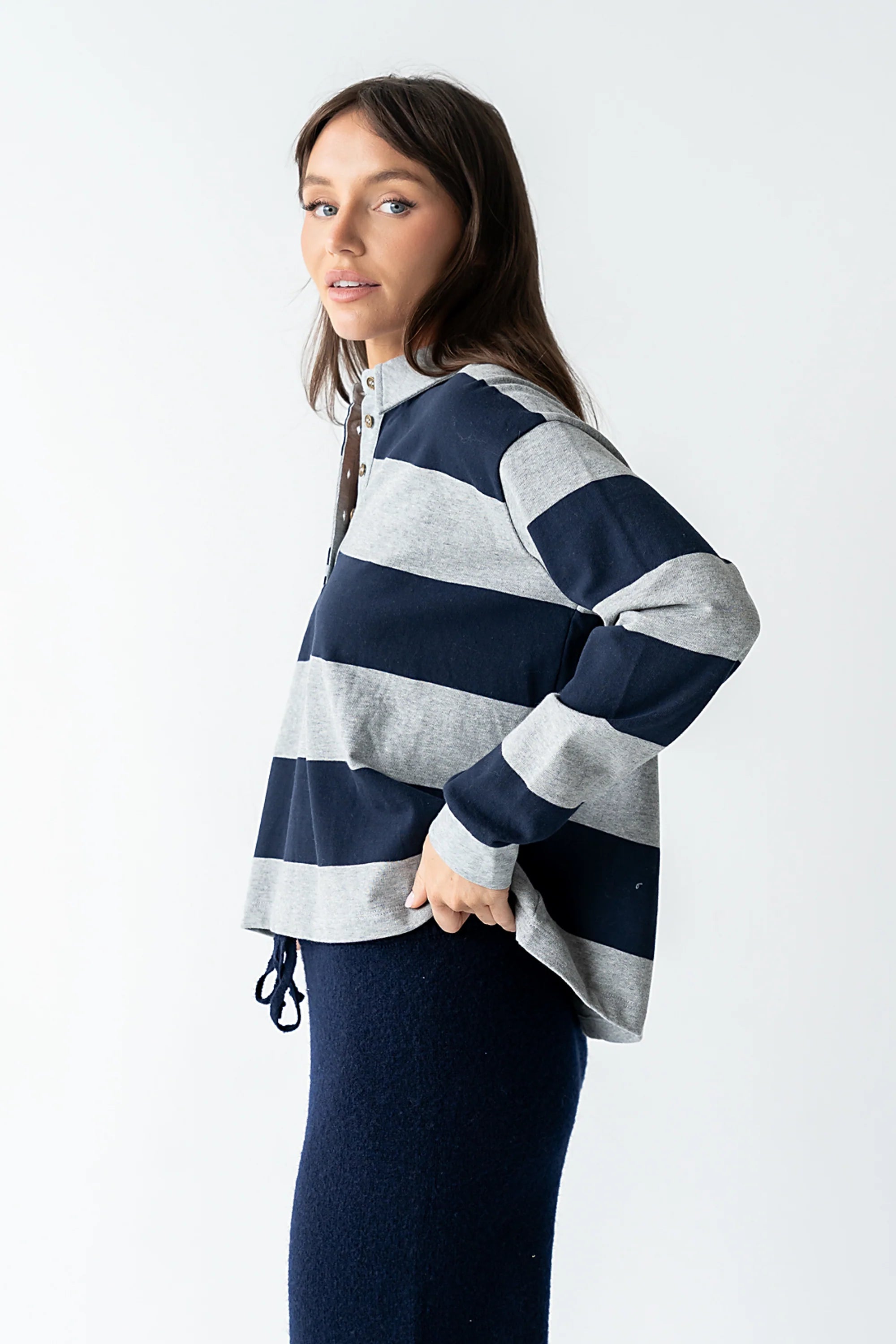 Kaysen Striped Top in Navy FINAL SALE