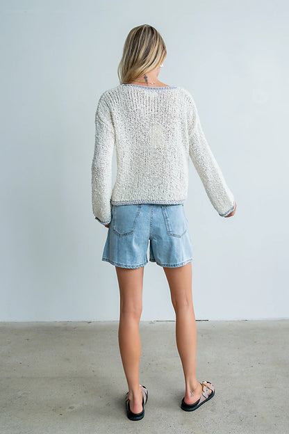 Ariel Contrast Sweater in Ivory