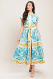 BLUE REGALIA MIDI DRESS