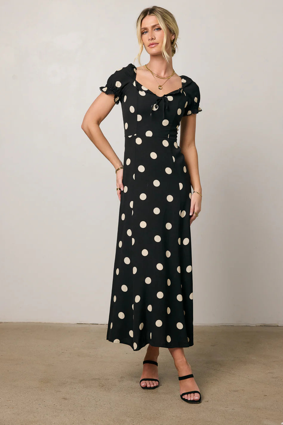 Marlow Polka Dot Maxi Dress In Black FINAL SALE