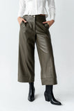 Ulani Vegan Leather Pants in Olive FINAL SALE