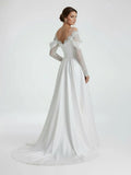 Mermaid Off the Shoulder Satin Lace Wedding Dress
