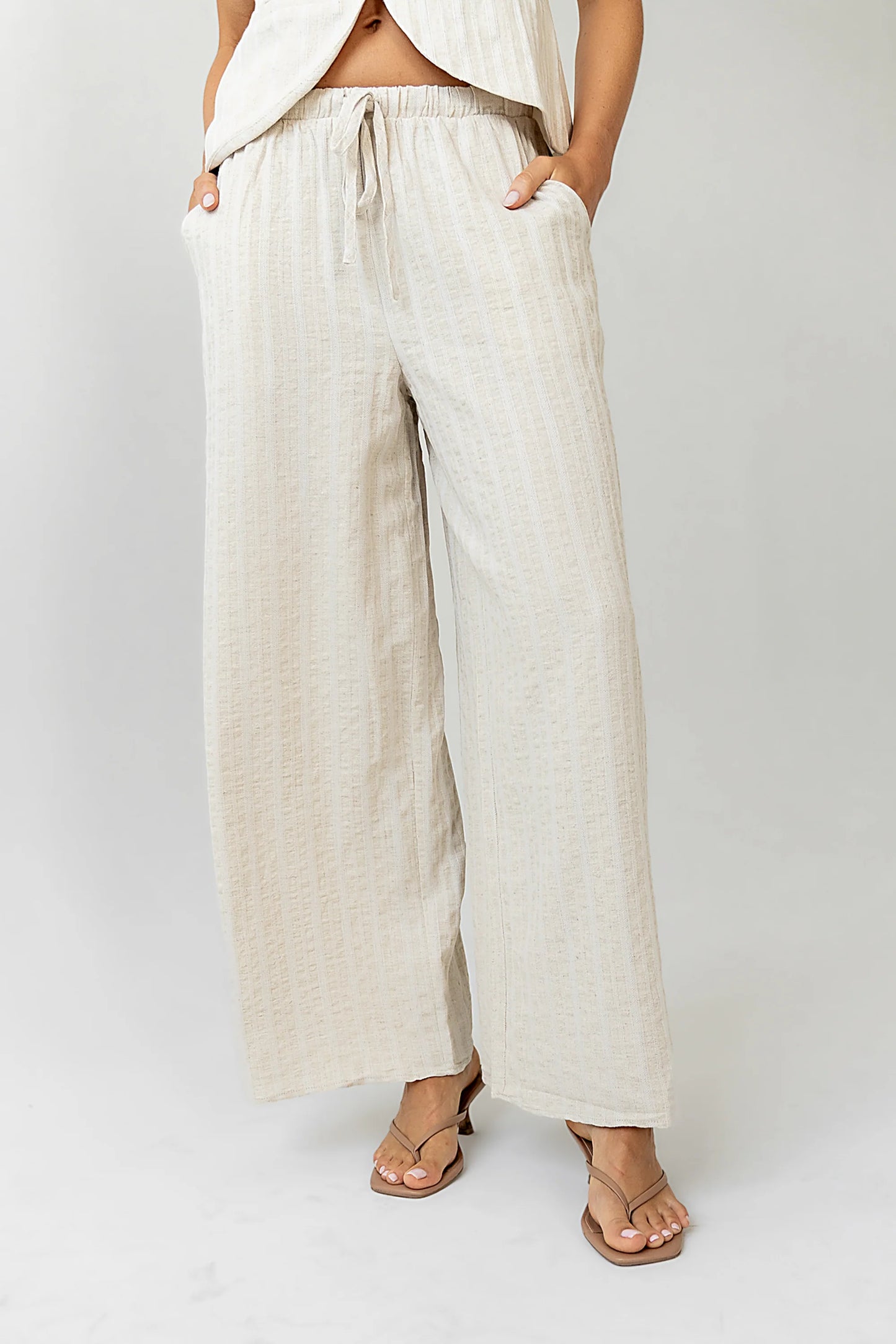 Lucy Striped Baggy Pants in Natural