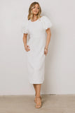Henry Textured Midi Dress in White FINAL SALE