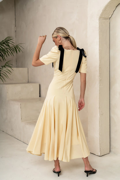 Nellie Drop Waist Maxi Dress in Yellow