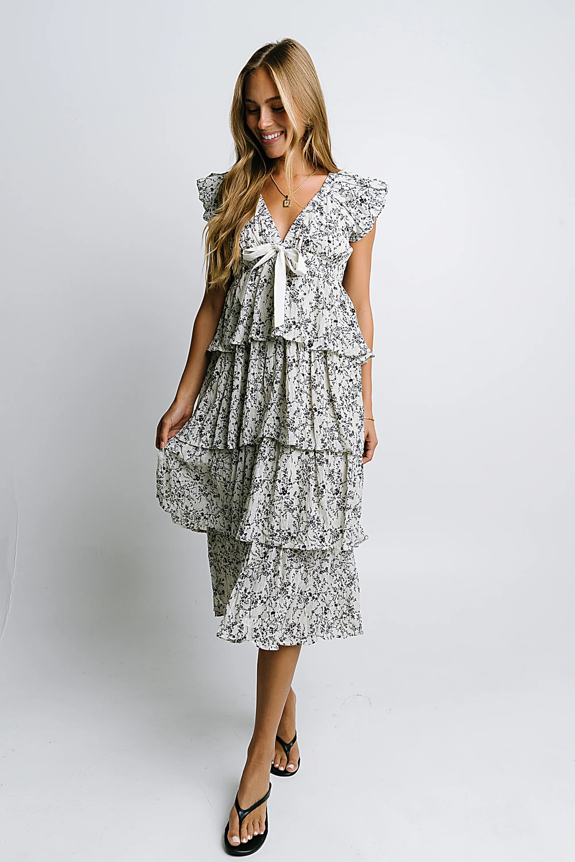 River Ruffle Midi Dress