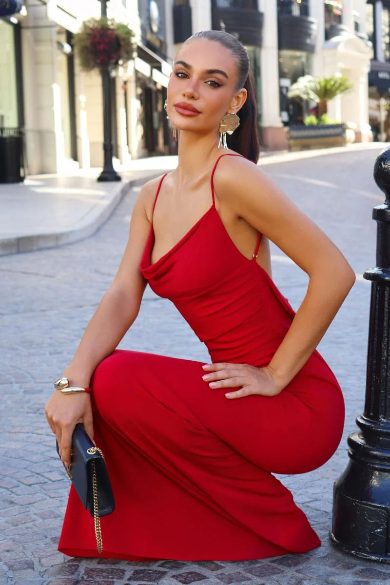 Bette Lace Back Draped Maxi Dress