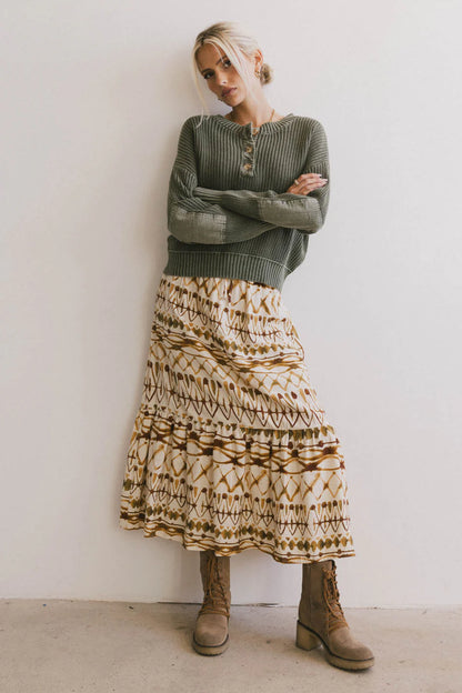 Inda Henley Sweater in Olive FINAL SALE
