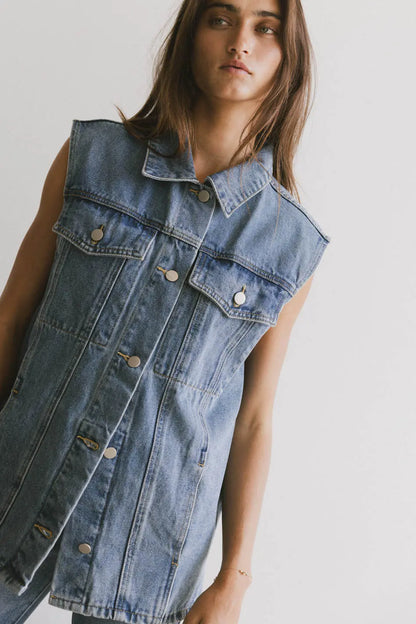 Taylor Denim Vest in Medium Wash FINAL SALE