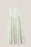 White Vintage Rose Printed A Line Cotton Midi Dress