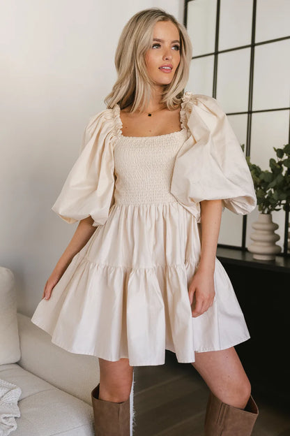 Litzy Mini Dress in Beige FINAL SALE