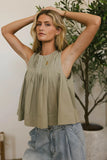 Ida Pleated Blouse in Olive FINAL SALE