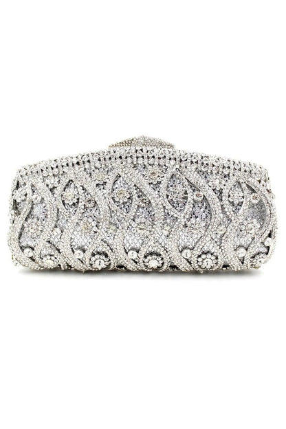 Silver Rhinestones Chain Square Party Handbag