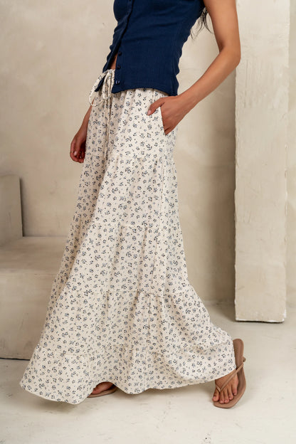 Marlee Floral Maxi Skirt in Cream FINAL SALE