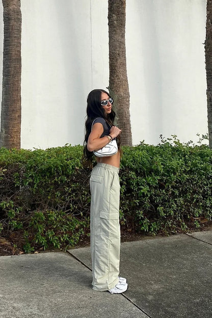Lydia Contrast Seam Parachute Pants