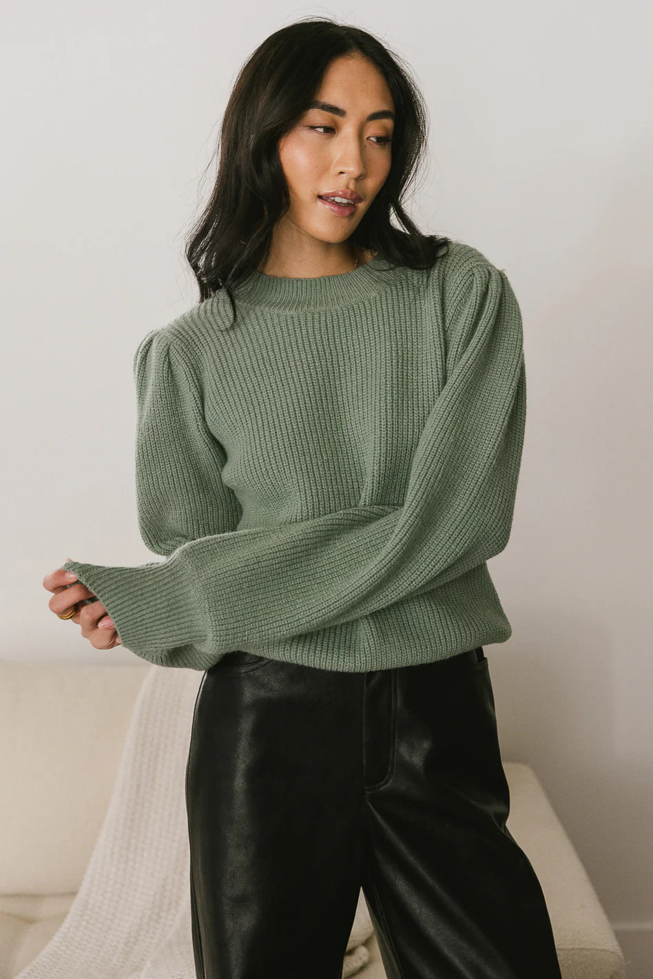 Amber Knit Sweater in Sage FINAL SALE