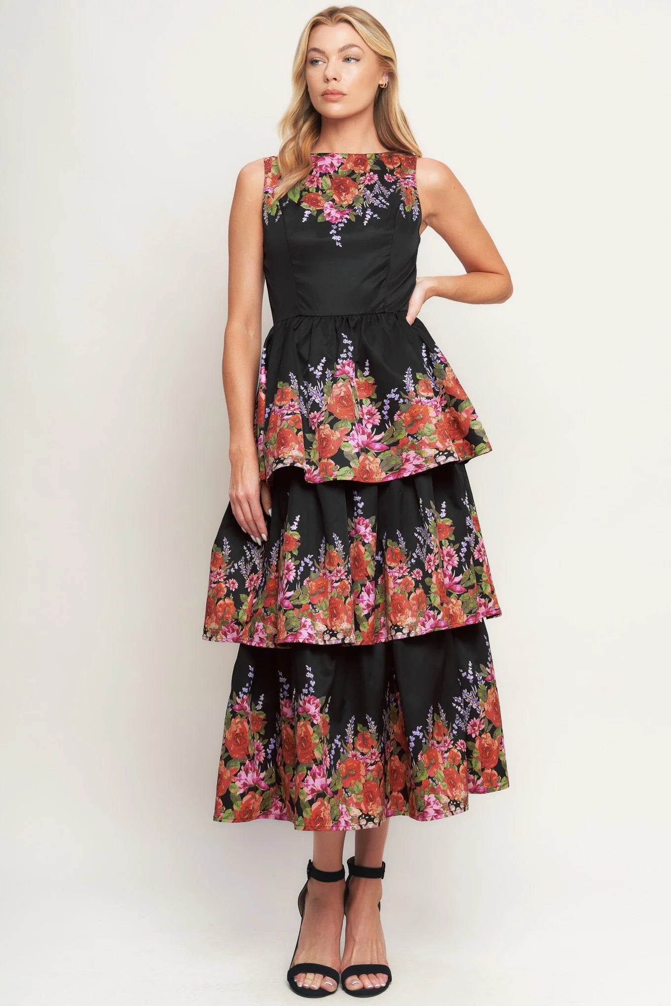 THE BOTANICAL BALL BLACK MIDI DRESS