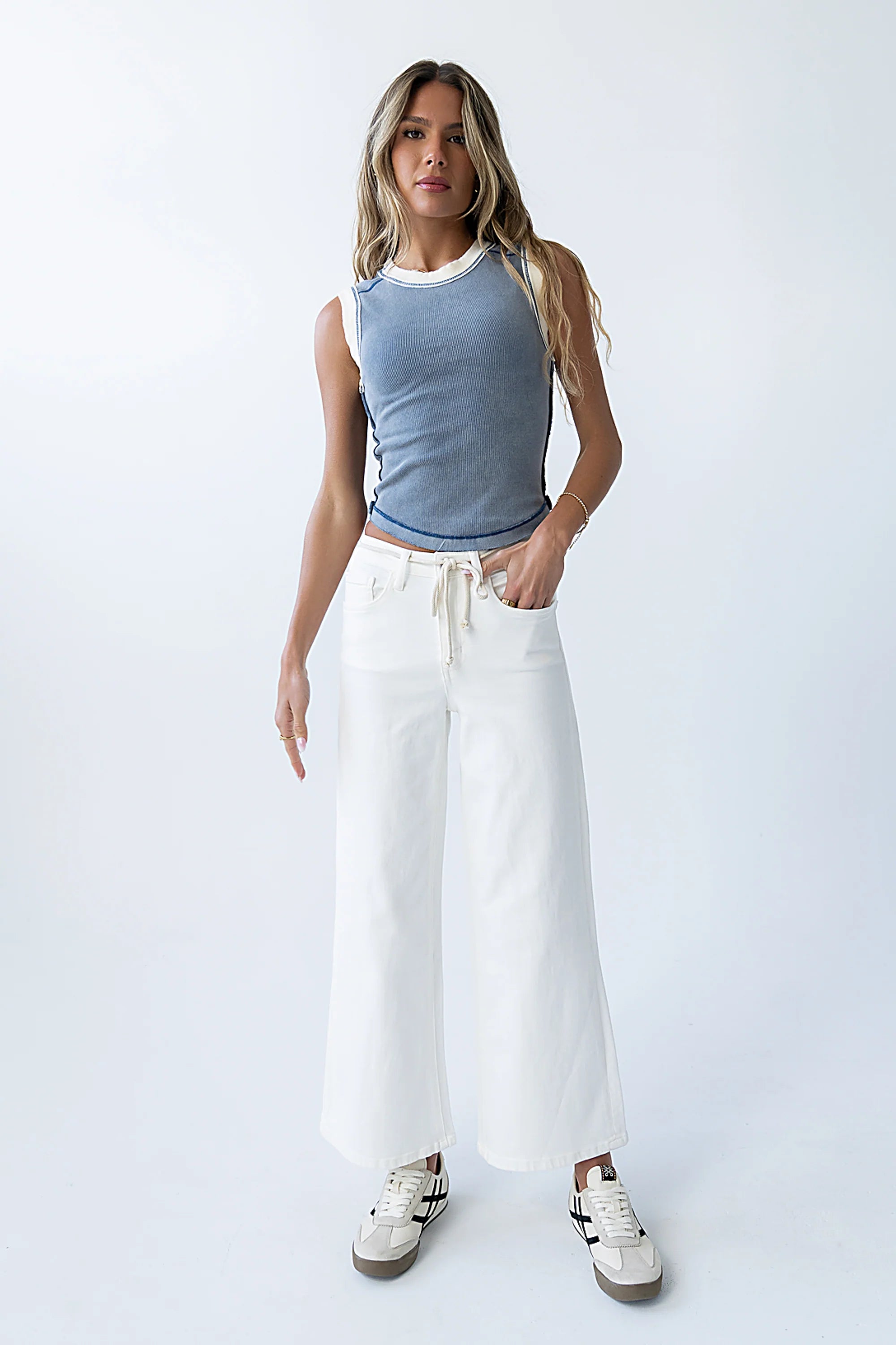 Lilah Reverse Seam Tank in Indigo