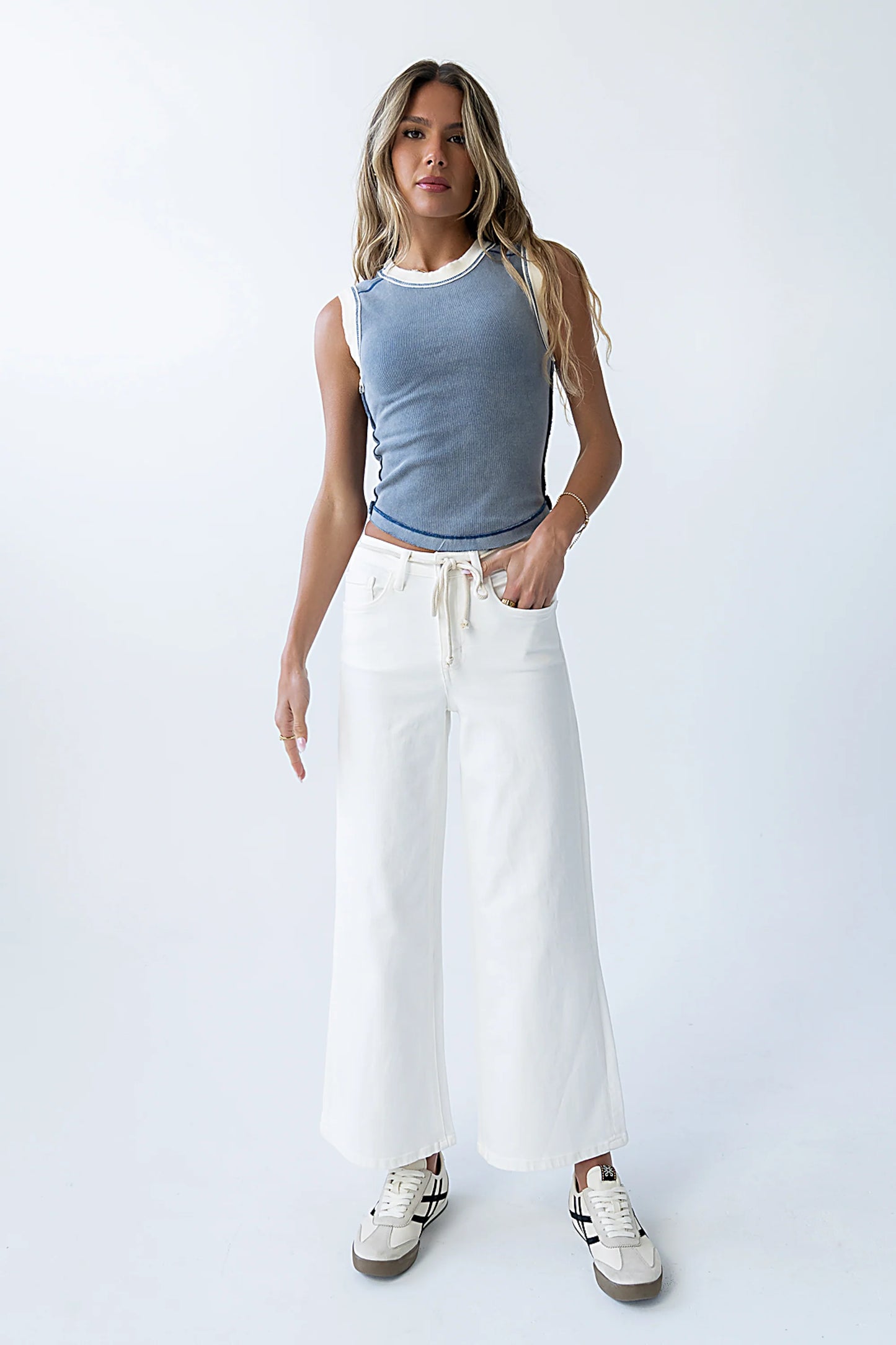 Lilah Reverse Seam Tank in Indigo