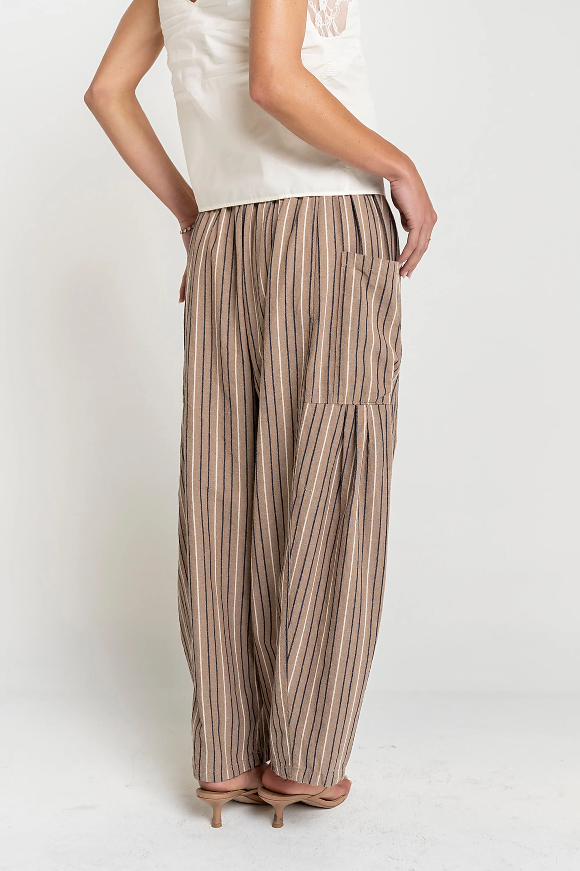 Colleen Striped Baggy Pants in Khaki