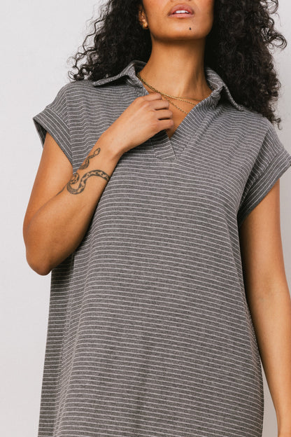 Elisa Striped Maxi Dress in Grey FINAL SALE
