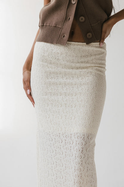 Jozette Lace Midi Skirt in Ivory