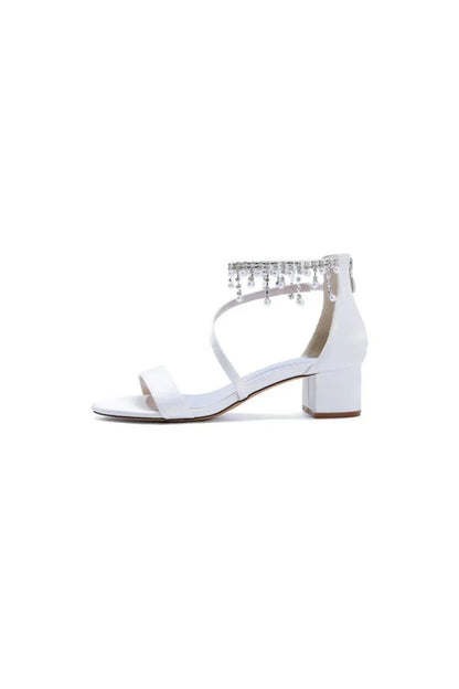 Strappy Heeled Sandals with Pearl and Crystal Embellishments
