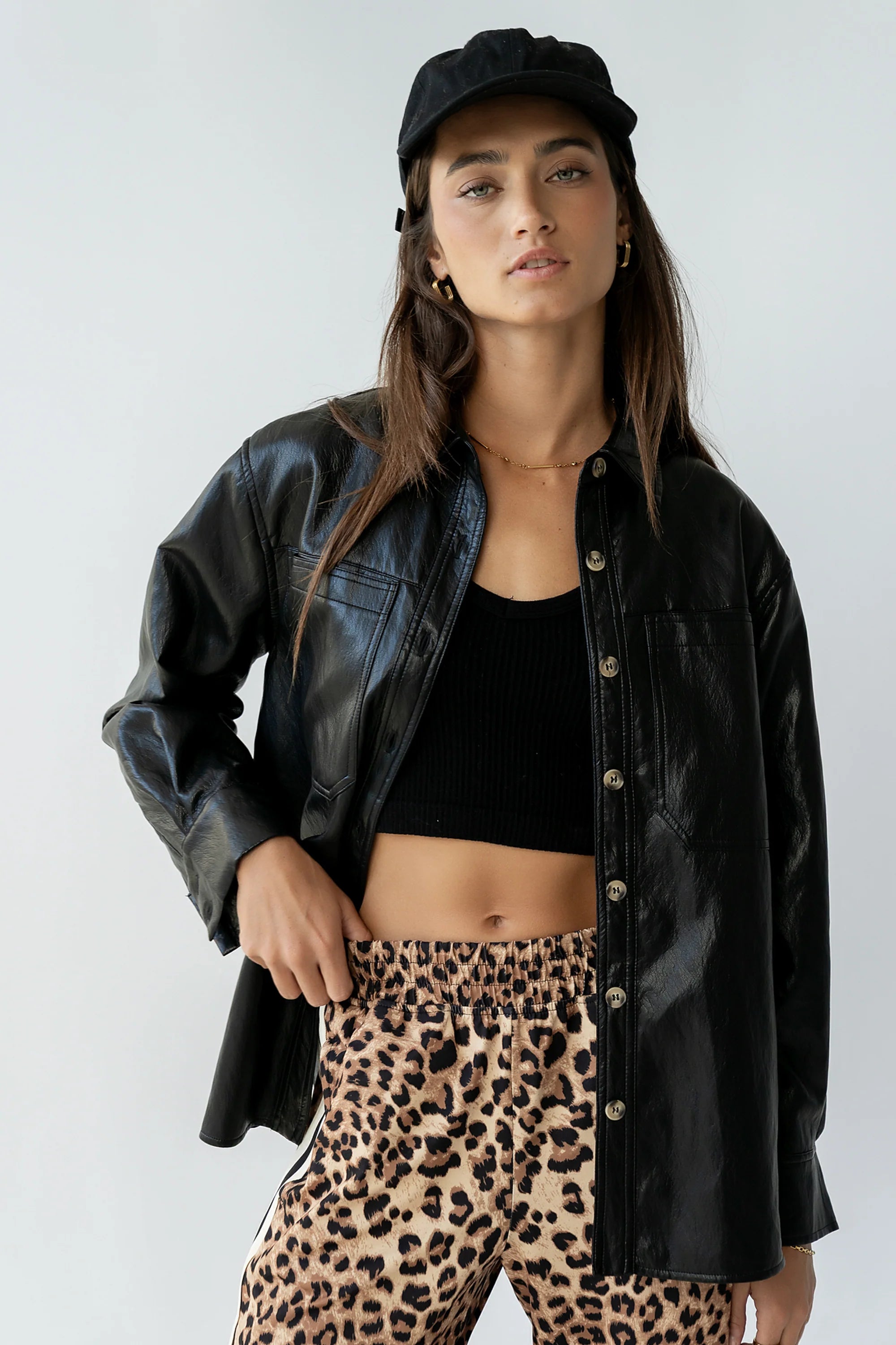 Bruno Vegan Leather Shacket FINAL SALE