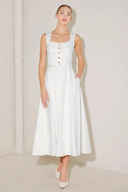 SUMMER SOCIAL WHITE MIDI DRESS FINAL SALE
