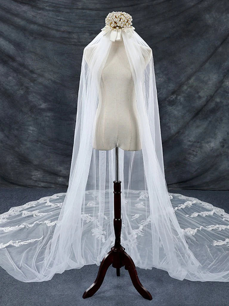 Vintage Floral Lace Cathedral Veil Bridal Veil Wedding Veil