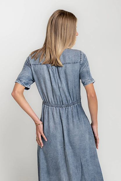 Tatum Denim Wrap Midi Dress