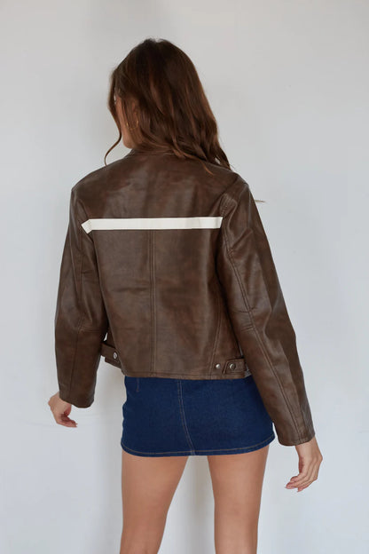 Joanne Cropped Leather Moto Jacket