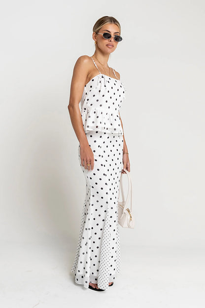 Freida Polka Dot Maxi Skirt in Ivory
